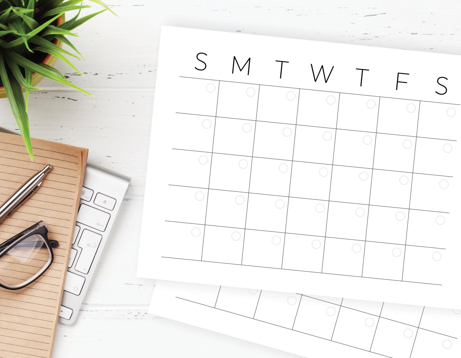 Blank Calendar Printable Monthly Calendar Template Wall Etsy