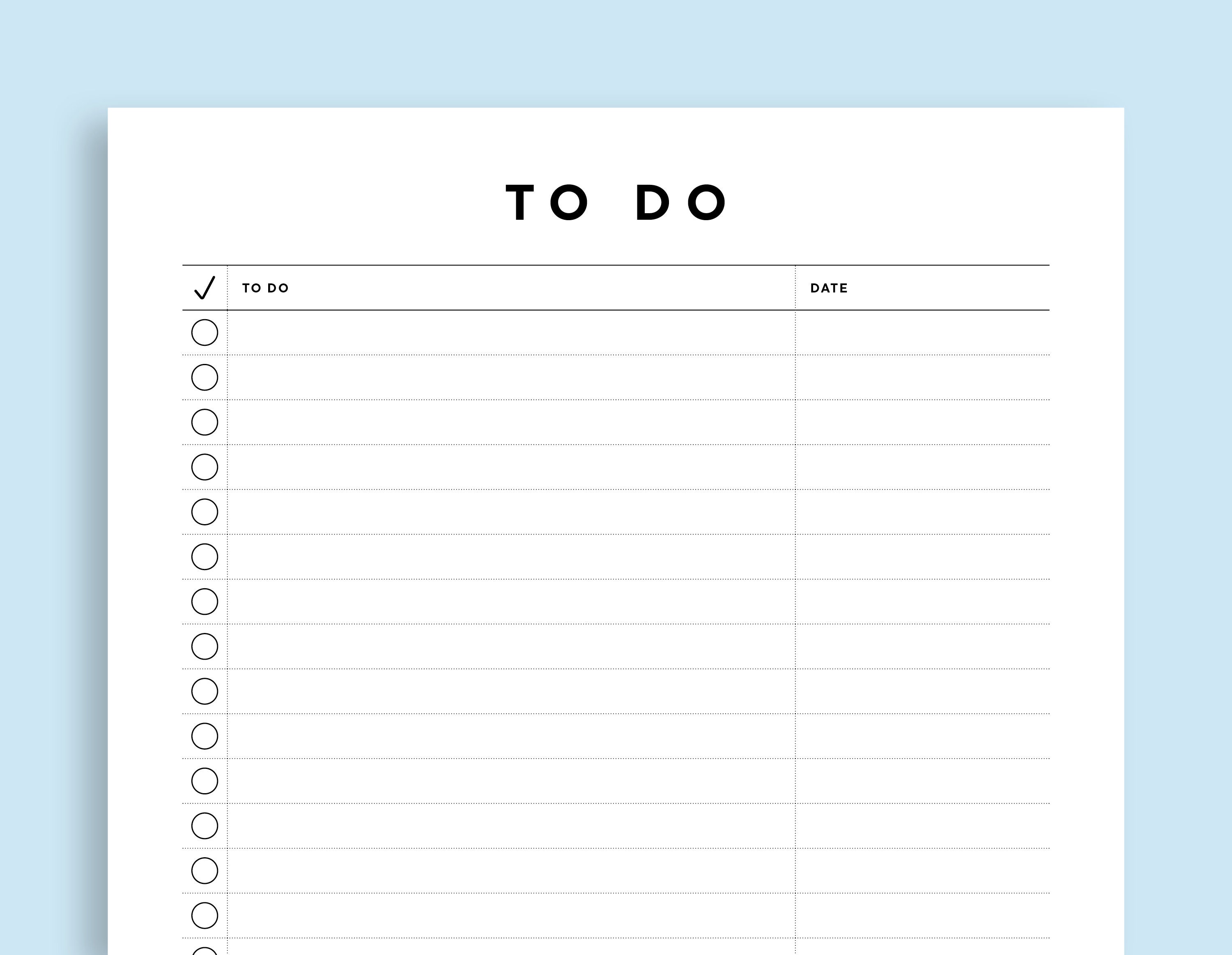Minimal to Do List Template, Simple to Do List Printable, Task List ...