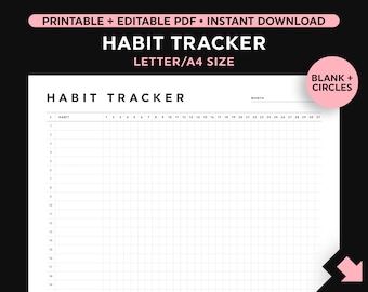 Habit Tracker Vorlage, monatlicher Habit Tracker druckbar, bearbeitbarer ausfüllbarer Habit Tracker, 2023 Habit Tracker, Letter / A4 Größe