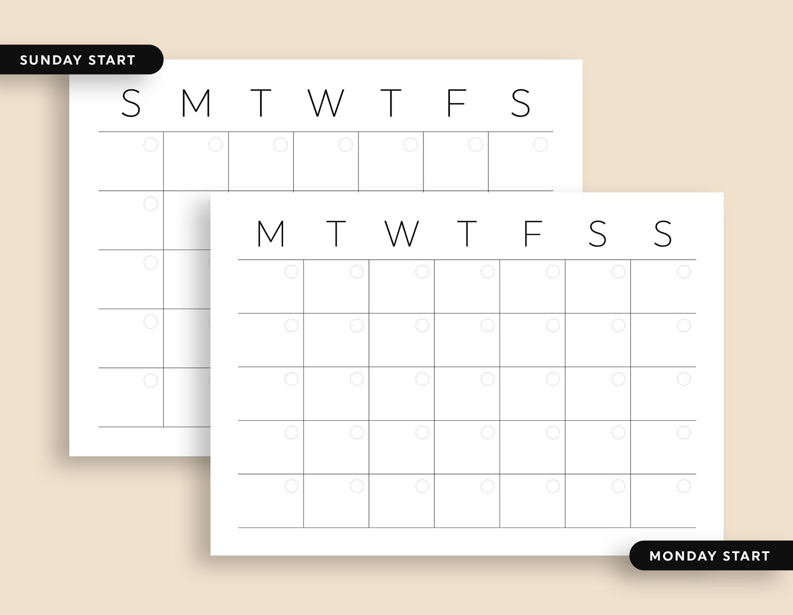 Blank Calendar Printable, Monthly Calendar Template, Wall Calendar ...