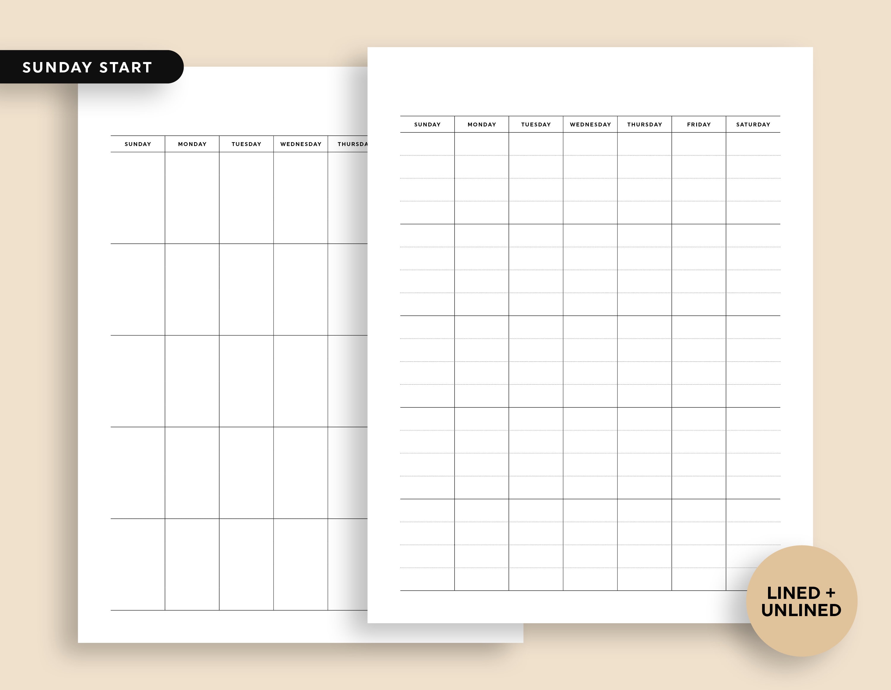 Blank Calendar Printable, Monthly Calendar, Month Wall Calendar, Desk ...