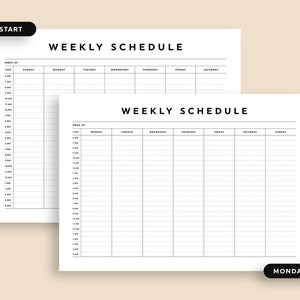 Hourly Weekly Planner Printable Weekly Schedule Daily Agenda Hourly