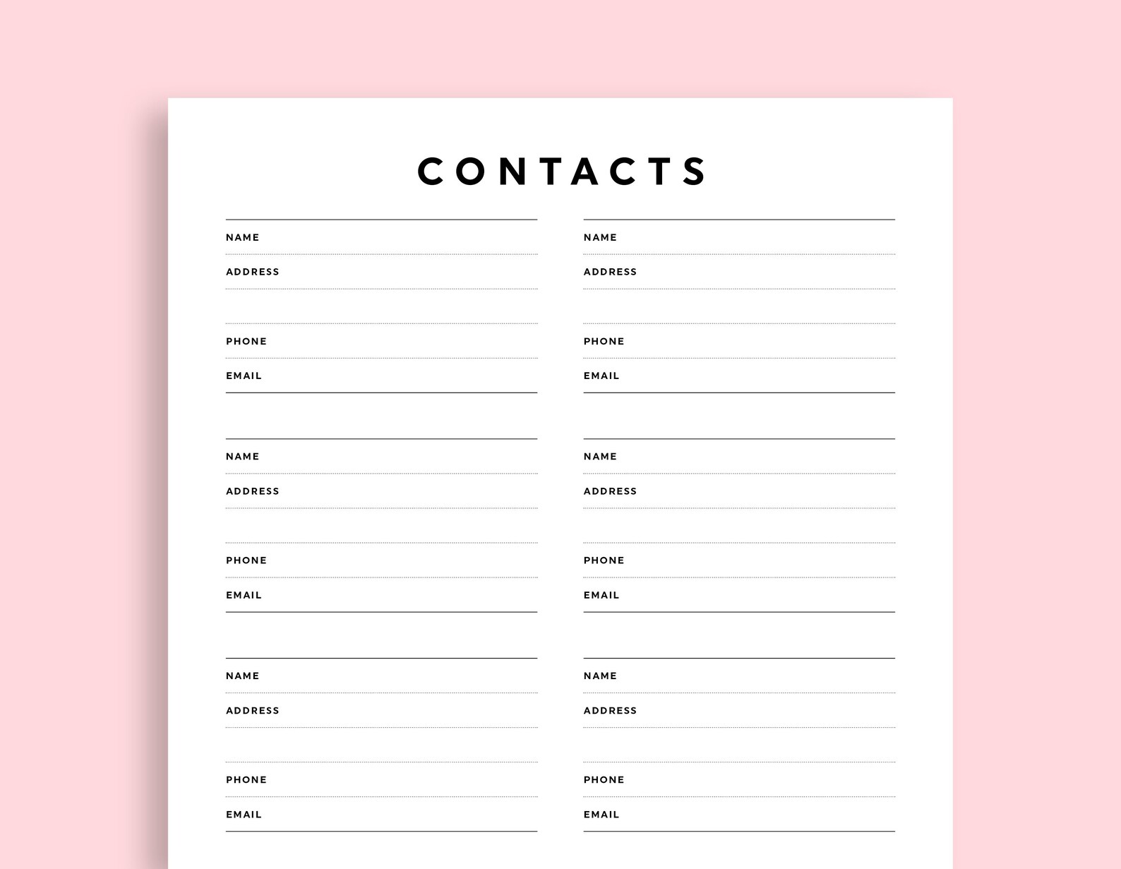Printable Contact List Address Book Printable Address Log Etsy
