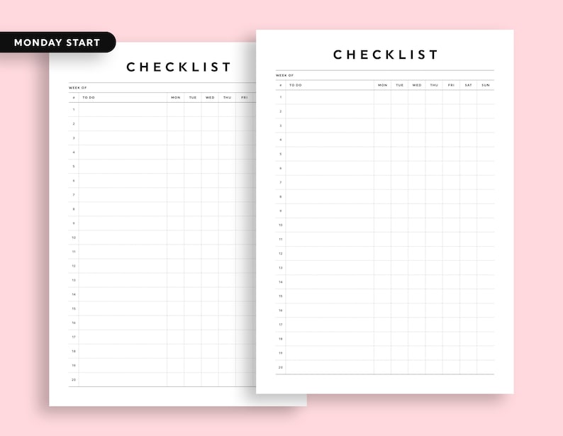 Weekly Checklist Printable, to Do List Template, Editable Fillable ...