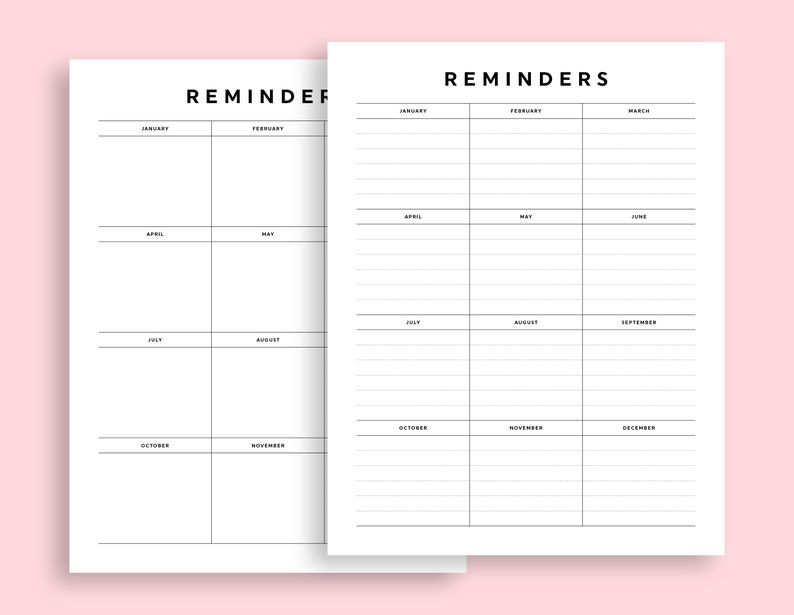 Reminders Printable, 2023 Reminders Printable, Yearly Reminders Printable, Reminders Template ...