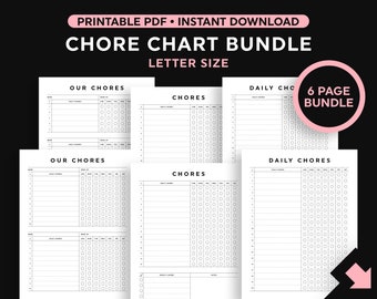 Chore Chart Printable, Family Chore Chart, Chore Chart for Kids, Kids Chore Chart, Minimal Chore Chart Bundle, Adult Chore Chart, Download