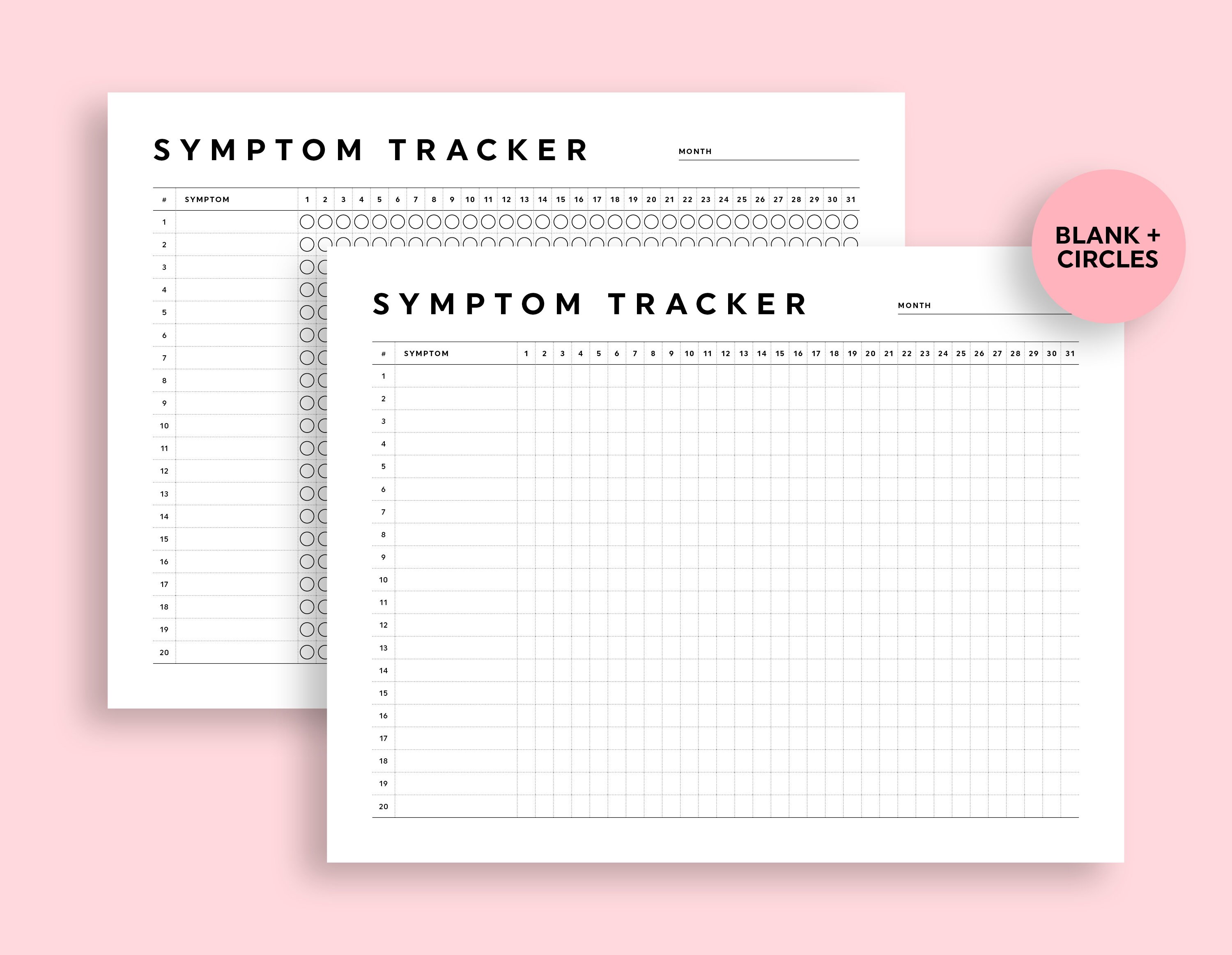 Symptom Tracker Template Monthly Symptom Tracker Printable Etsy Symptom Tracker Template Monthly Symptom Tracker Printable Etsy