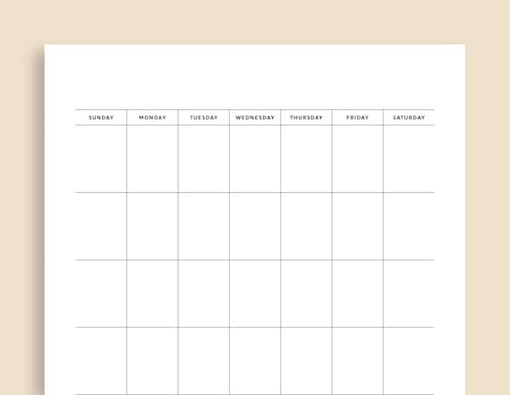 Blank Vertical Calendar Notes Printable Monthly Calendar - Etsy Uk