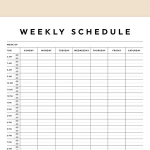 Half Hour Weekly Schedule Printable, Half Hour Daily Schedule Template ...