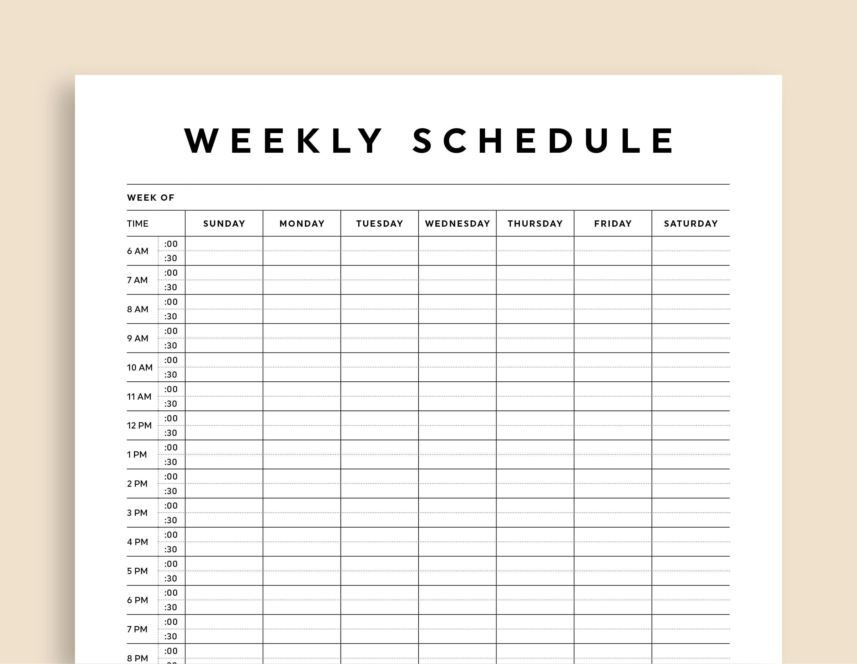 half-hour-weekly-schedule-printable-half-hour-daily-schedule-etsy-uk