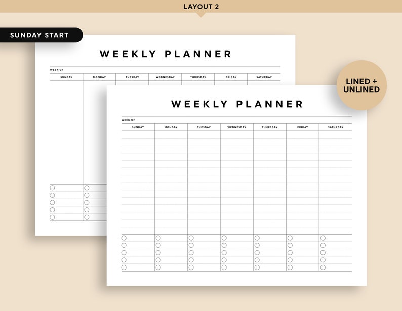 Weekly Planner Printable, Weekly Desk Calendar, Printable Weekly