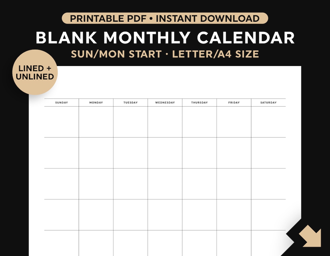 Undated Monthly Calendar Template 24 Month Calendar Calendar Monthly