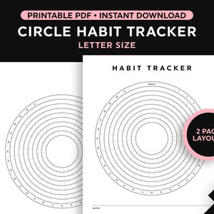 Circle Habit Tracker Printable, Circular Tracker, Habit Tracker Template, Daily Habit Tracker, Letter Size PDF, Instant Download