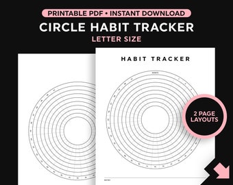 Circle Habit Tracker Printable, Circular Tracker, Habit Tracker Template, Daily Habit Tracker, Letter Size PDF, Instant Download