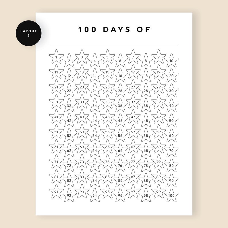 100 Day Habit Tracker Printable 100 Day Challenge Minimal Etsy