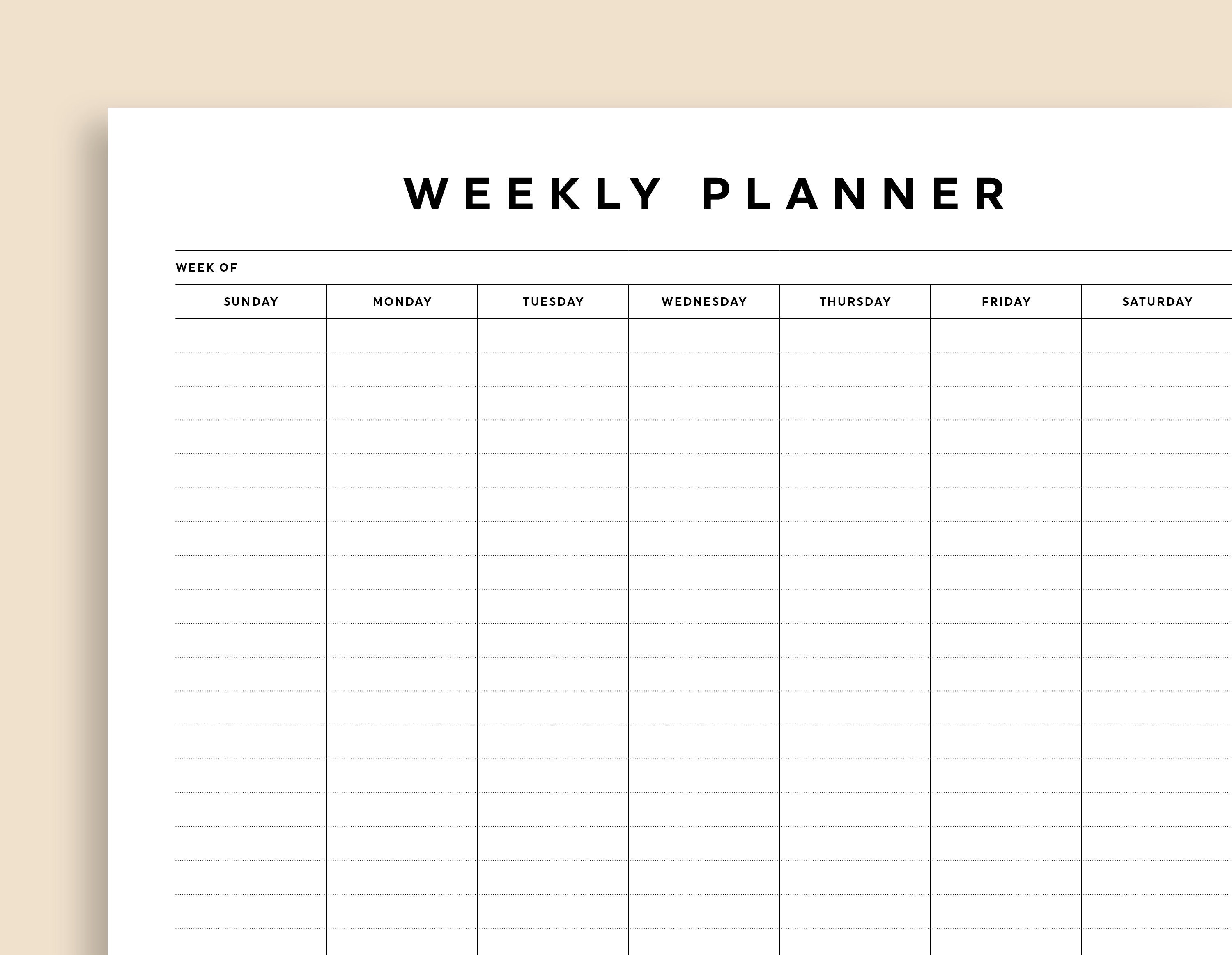 Weekly Planner Printable Weekly Desk Calendar Printable Weekly