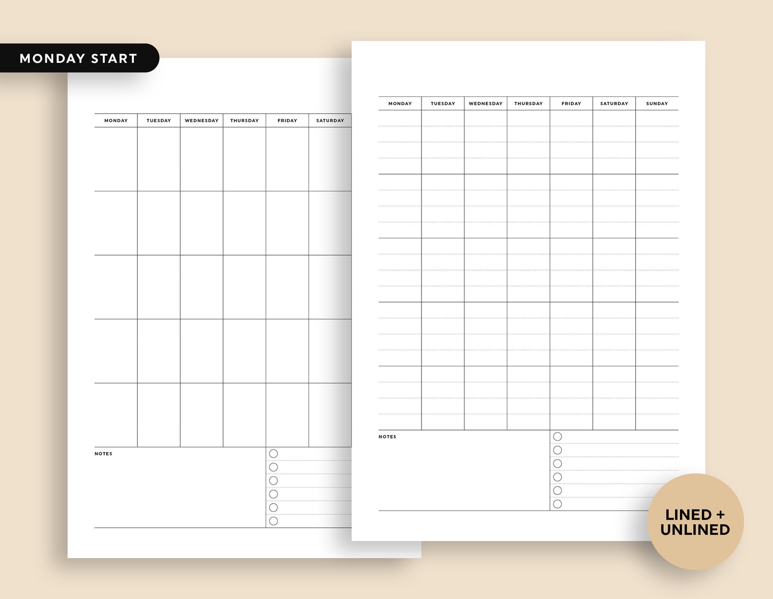 Blank vertical calendar notes printable monthly calendar etsy
