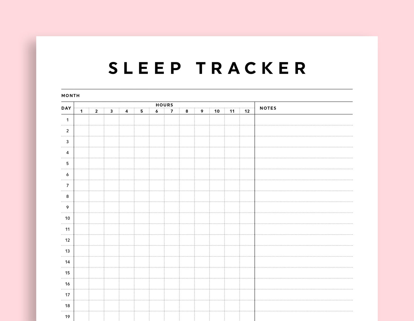 sleep tracker printable