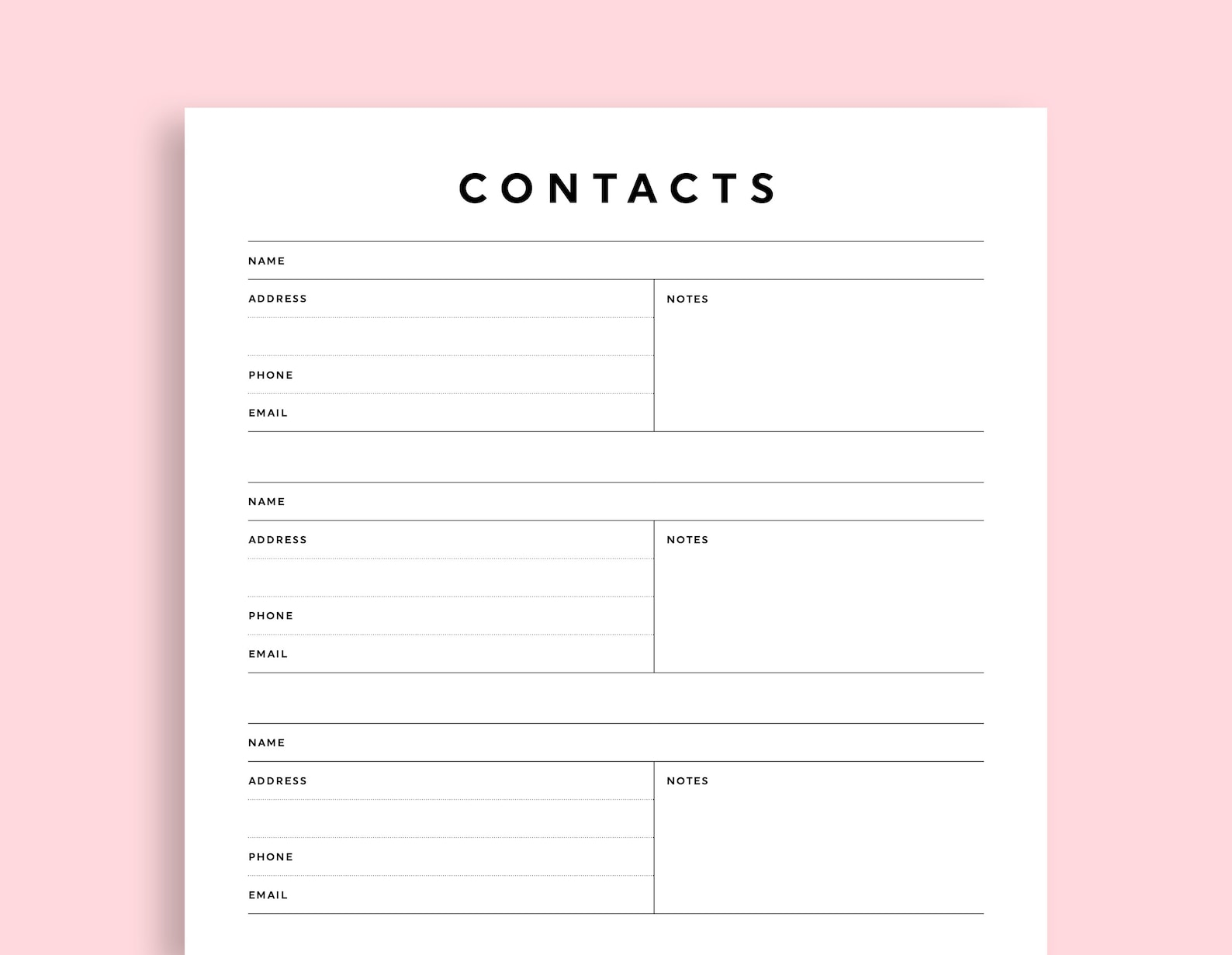 Printable contact list address book printable address log etsy