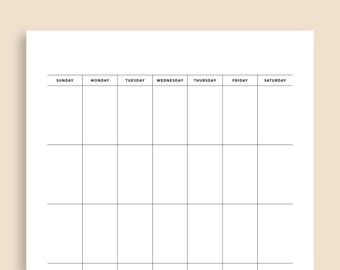 blank calendar printable monthly calendar month wall etsy