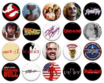 20x 80's Movies Various 25mm / 1 Inch D Pin Button Badges