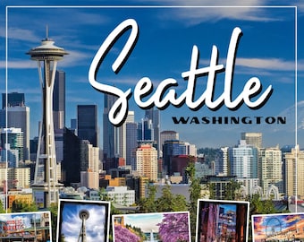 wedding anniversary Seattle Washington A to Z Postcard new baby ABCsalphabet card for greeting housewarming teacher coworker