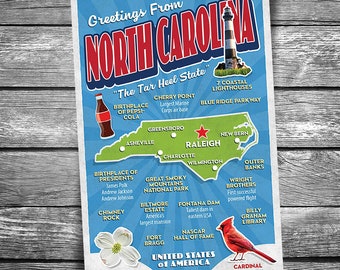 Greetings From North Carolina | 4x6 Postcard
