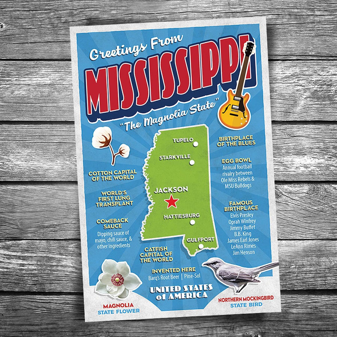 Greetings From Mississippi | 4x6 Postcard - Etsy