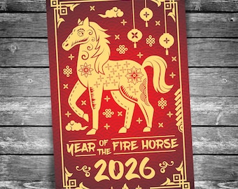 Lunar New Year 2026 - Year of the Fire Horse | 4x6 Postcard