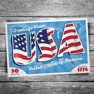 Greetings From USA | 4x6 Postcard