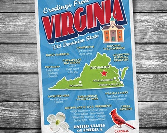 Greetings From Virginia | 4x6 Postcard