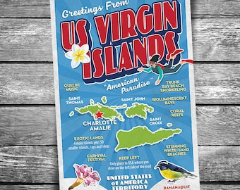 Greetings From US Virgin Islands | 4x6 Postcard