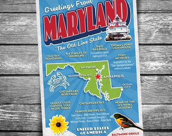 Greetings From Maryland | 4x6 Postcard