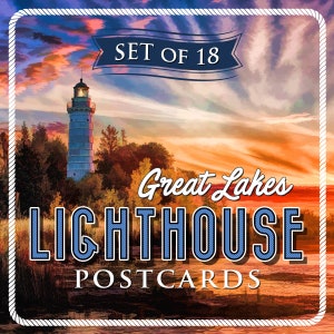 postales de phare du lac Michigan | Lot de 18 | 4x6