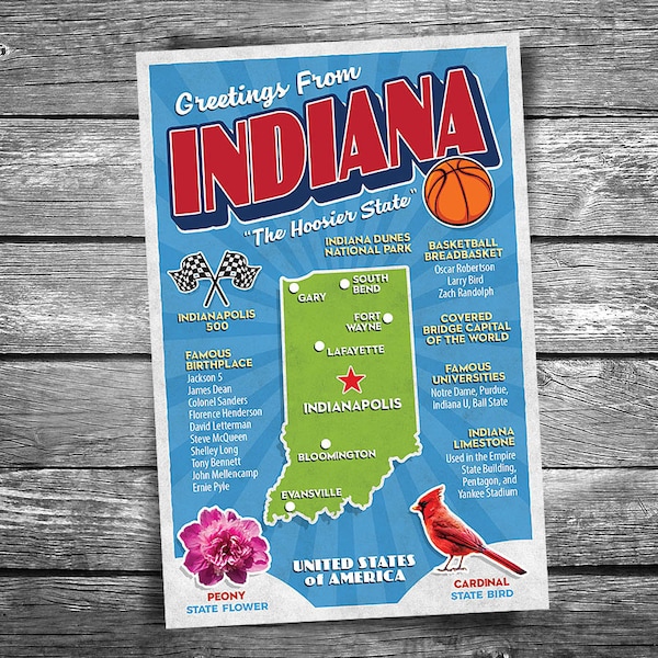 Indiana Postcard Etsy