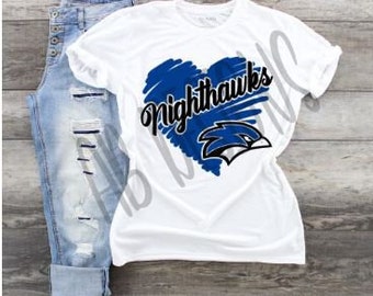 Nighthawks Scribble Heart SVG Nighthawks Mascot SVG