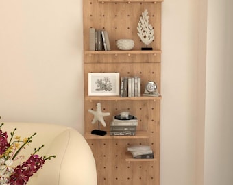 Solid Oak Pegboard Organizer, Wall Storage