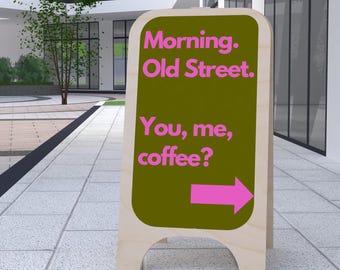 Cafe and Bar sandwich board, Freestanding restaurant chalkboard, A-Frame Sidewalk Sign, outdoor flower shop bookstore sign