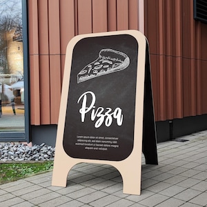 Letrero en forma de A, pizarra publicitaria, pizarra de doble cara y caballete, menú de bebidas en pizarra, letrero de caballete