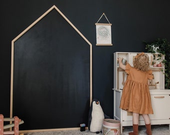 Magnetic XXL Chalkboard,100x160cm/39x62&quot;, Chalkboard House with wooden frame, Montessori, activities, toddler, homeschooling