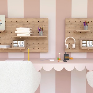 Werkstatt Pinnwand, Echtholz Pinnwand und Regale, Kinderzimmer Wandsteuerung, Pinnwand Regal, Schule, Pinnwand Regal, Pinnwand Regal