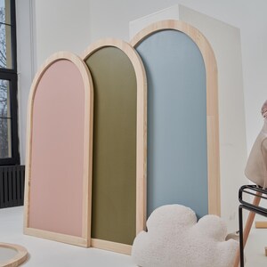 Arch magnetic chalkboards in pink, green and blue color options