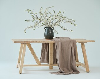 Table en bois élégante de 180 x 90 cm, pour salle à manger, bureau, écurie, bois de récupération