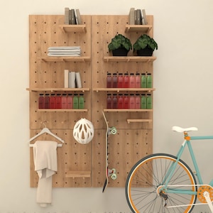 Eiche Pegboard Wand Organizer - Moderne minimalistische Regale für Zuhause & Büro Aufbewahrung
