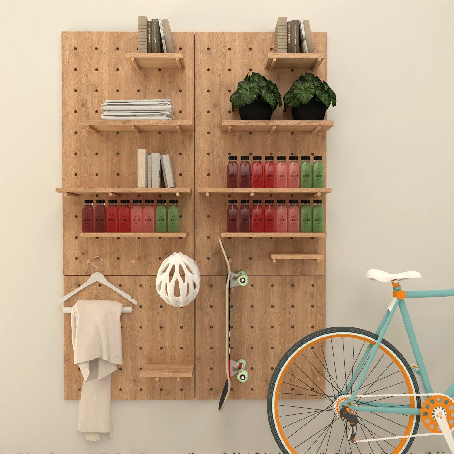 Ash Wood shelf, shelves, pegboard Organizer, for Craft Room, Entryway, sewing room, salons, home office decor, garage storage, garage decor