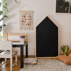 Chalkboard House, REGULAR66x116cm/26x46 with wooden frame, Montessori, quiet time, toddler, homeschooling image 5