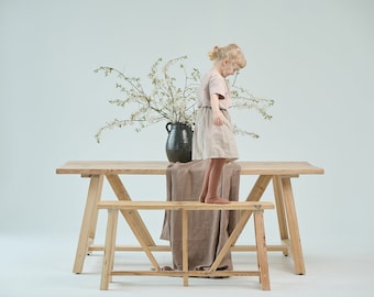 Table en bois élégante de 180 x 90 cm, pour salle à manger, bureau, écurie, bois de récupération