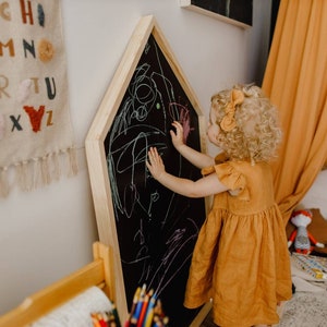 Chalkboard House, REGULAR66x116cm/26x46 with wooden frame, Montessori, quiet time, toddler, homeschooling image 2