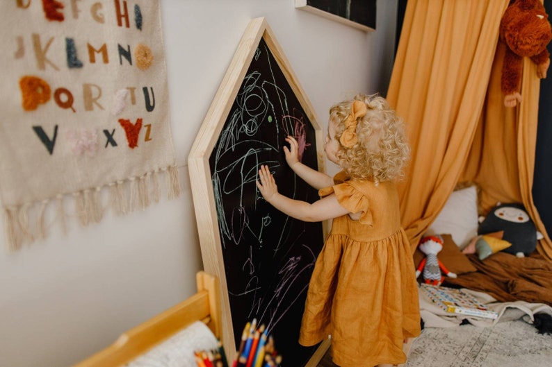 Chalkboard House, REGULAR66x116cm/26x46 with wooden frame, Montessori, quiet time, toddler, homeschooling image 2