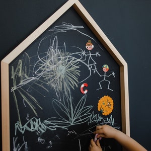 Chalkboard House, REGULAR66x116cm/26x46 with wooden frame, Montessori, quiet time, toddler, homeschooling image 3